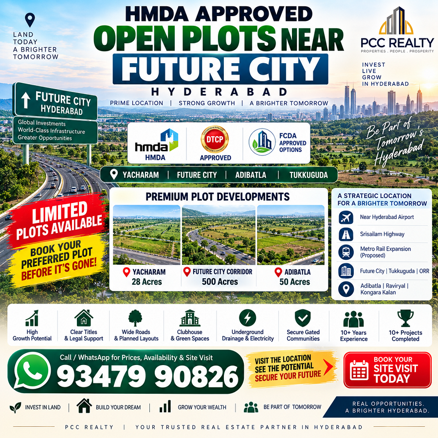 pcc realty plots for sale near bharat future city Hyderabad
